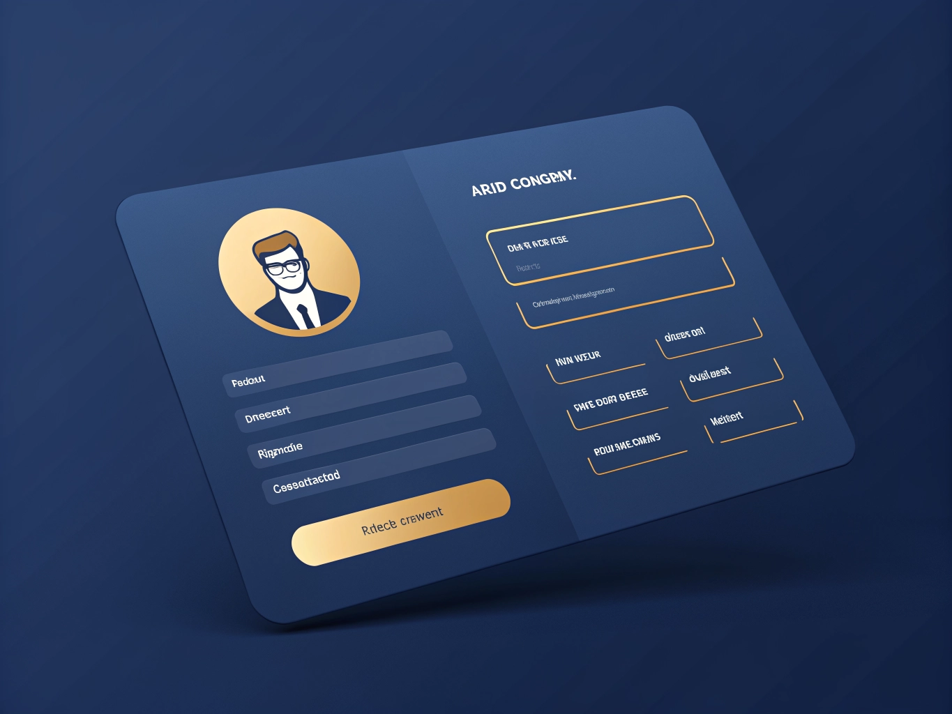 3D Floating Application Form with gold accents
